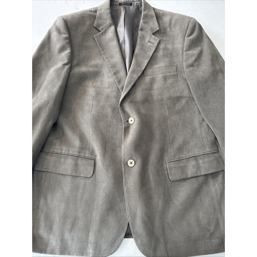 Alfani Blazer Suit Jacket Mens 46R Tan Corduroy Polyester Sport Coat Faux Suede